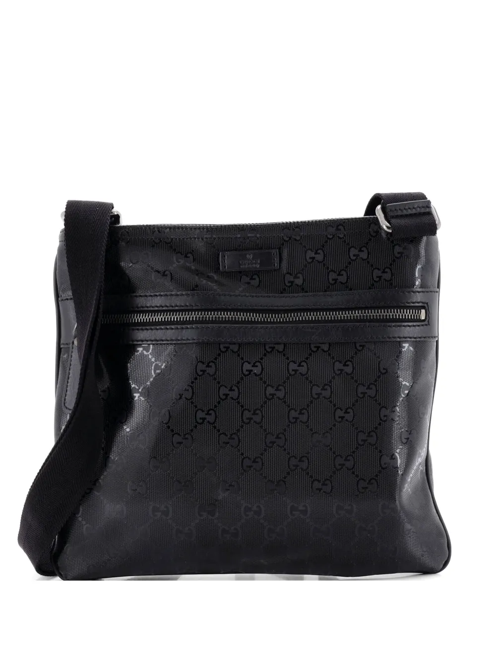 Gucci Pre-Owned Front Zip Flat Messenger Bag GG Imprime Medium crossbody bag - Nero