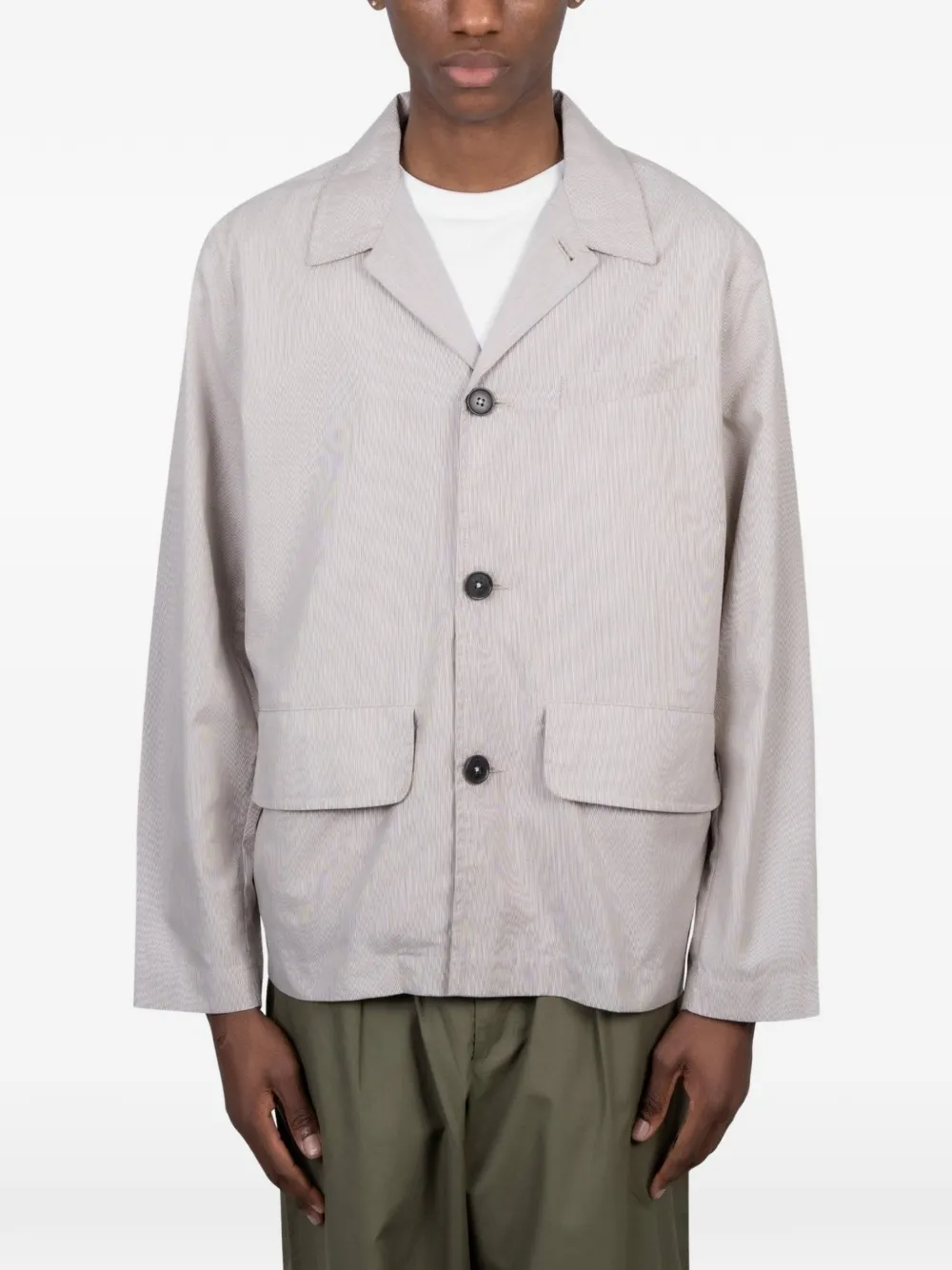 Universal Works Franck buttoned cotton jacket - Toni neutri