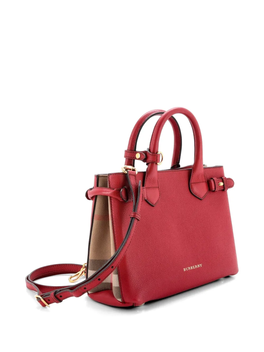 Banner Leather And House Check Canvas Small Tote Bag