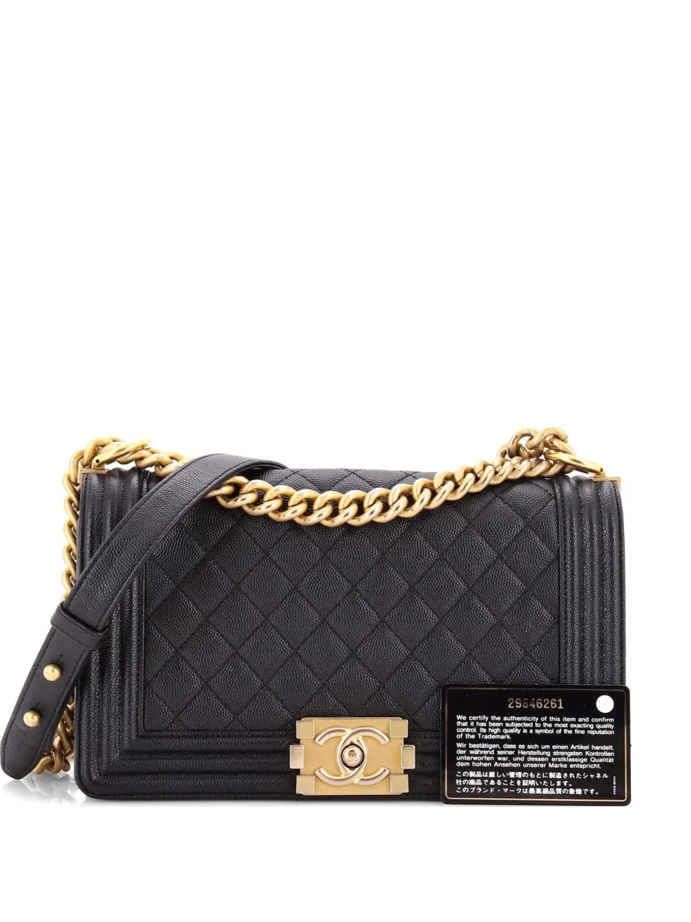 CHANEL Pre-Owned Boy Flap Bag Quilted Caviar Old Medium crossbody bag - Nero