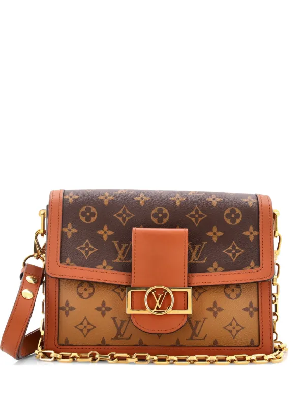 Louis Vuitton Pre-owned Dauphine Reverse Monogram Canvas MM Shoulder Bag in Brown