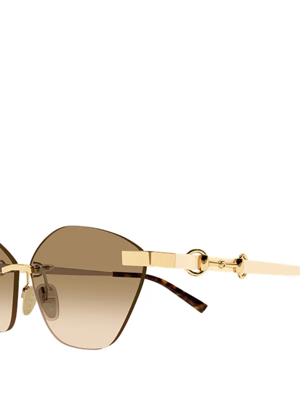 Gucci Eyewear cat-eye Rimless Sunglasses | Gold | FARFETCH JO