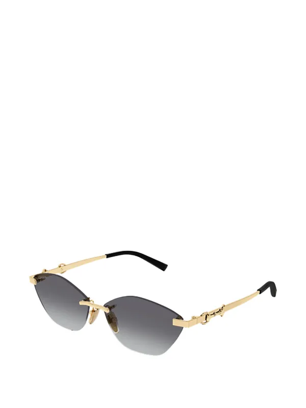 Gucci キャットアイサングラス ゴールドロゴ Gucci Eyewear キャットアイ サングラス | ゴールドトーン | FARFETCH JP