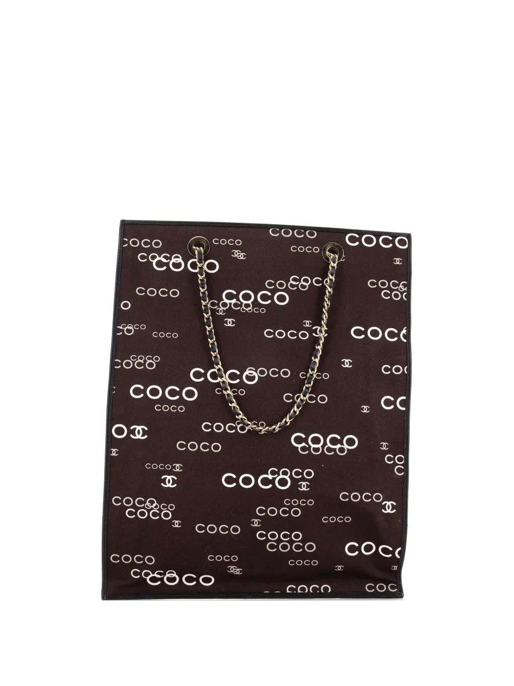 CHANEL Pre-Owned Borsa tote Coco Chain in tela con stampa - Nero