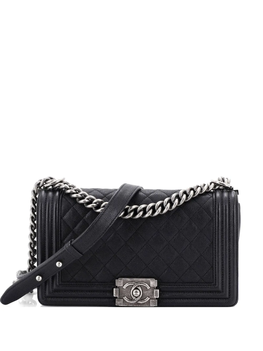 CHANEL Pre-Owned Boy Flap Bag Quilted Caviar Old Medium crossbody bag - Nero