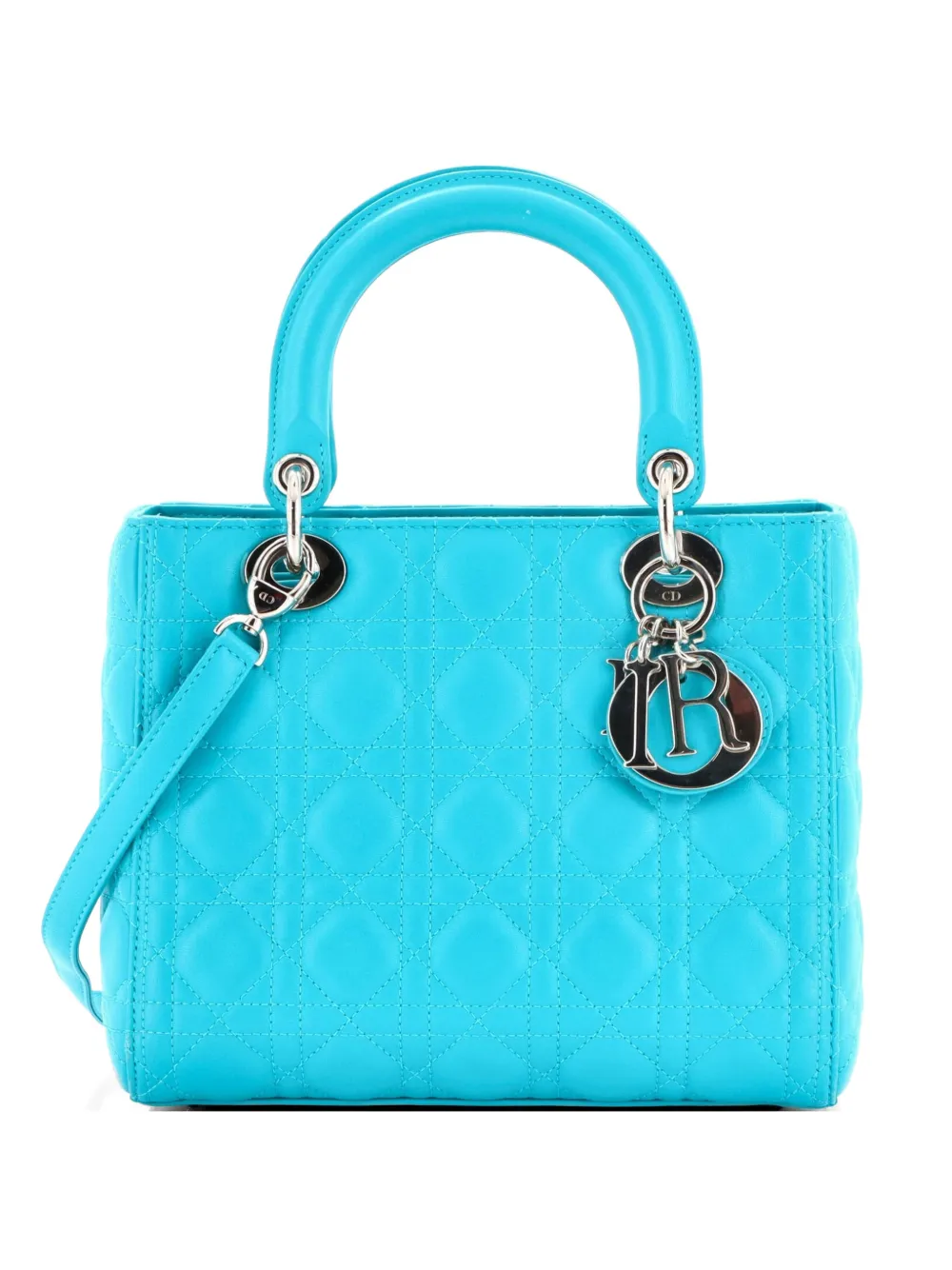 Christian Dior Pre-Owned Lady Dior Bag Cannage Quilt Lambskin Medium satchel - Blu