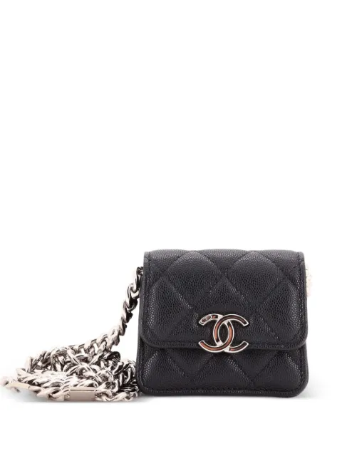 CHANEL Pre-Owned bolsa de mano Coco Enamel Strap Flap with Chain Quilted Caviar Mini