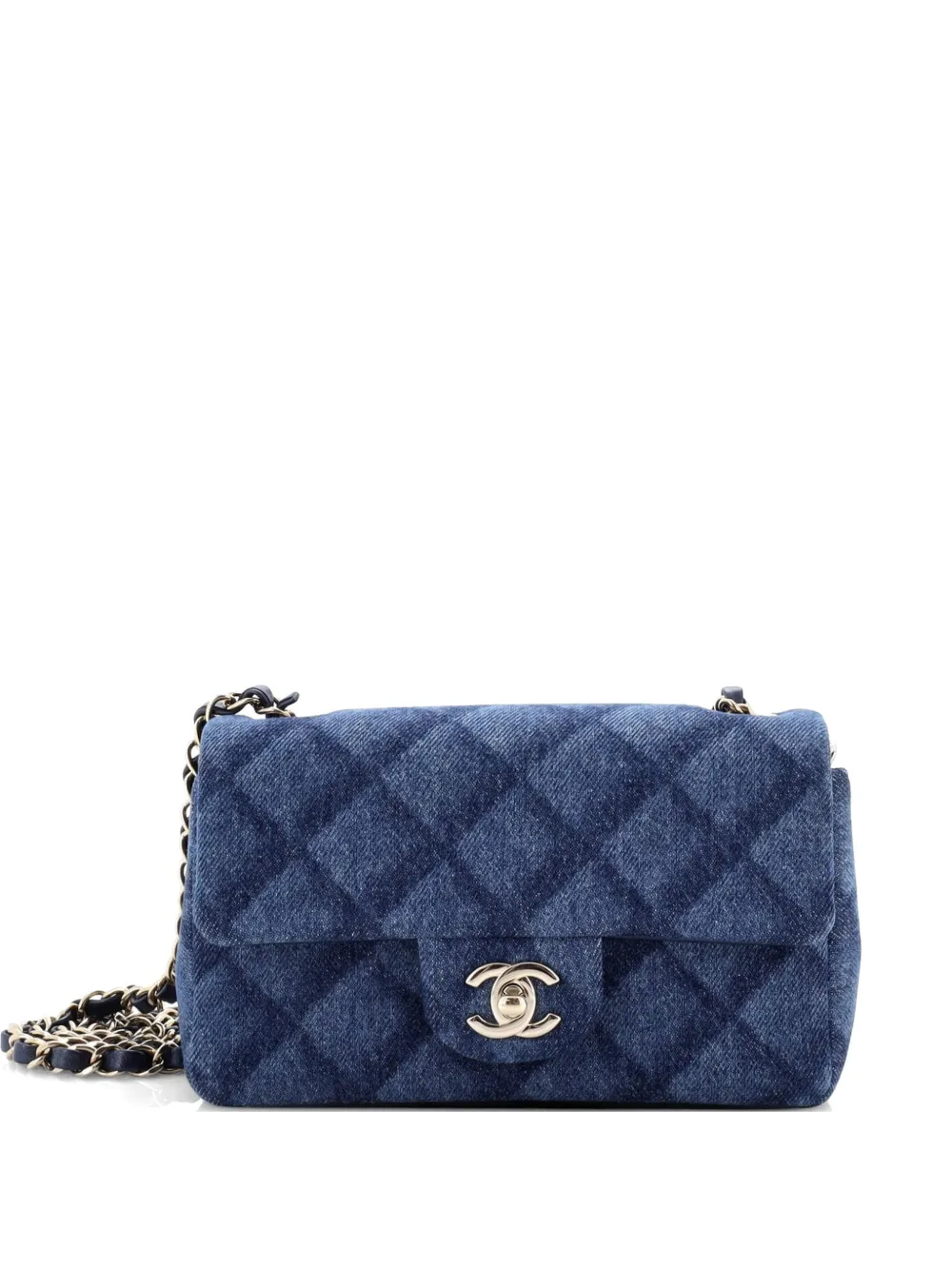 CHANEL Pre-Owned Classic Single Flap Bag 3D Quilt Printed Denim Mini crossbody bag - Blu