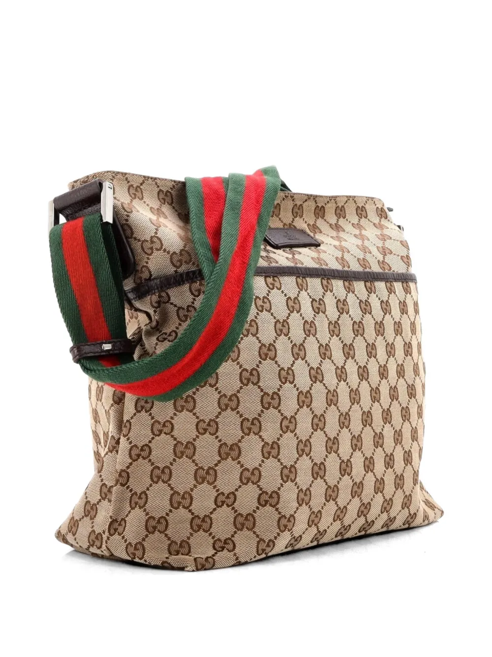Front Pocket Web Messenger Gg Canvas Medium Crossbody Bag
