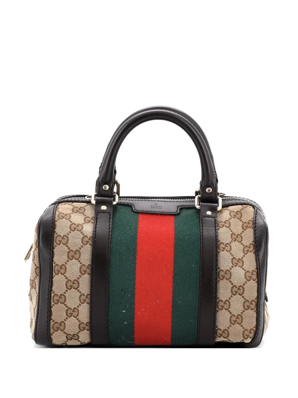 Gucci Pre-Owned Vintage Web Boston Bag GG Canvas Small satchel - Marrone