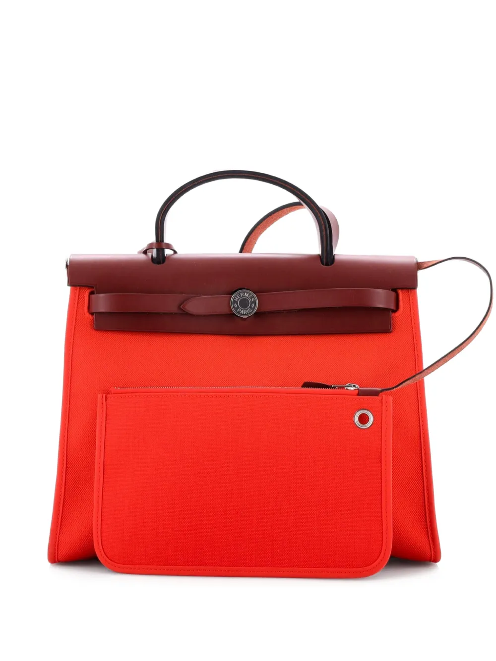 Hermès Pre-Owned Herbag Zip Leather and Toile 31 shoulder bag - Arancione