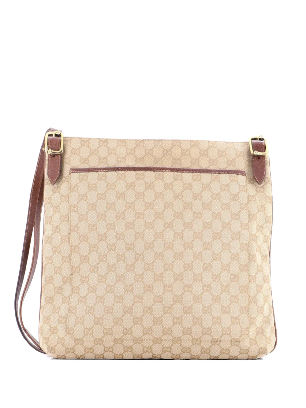 Gucci Pre-Owned Vintage Belted Flat Messenger GG Canvas Large crossbody bag - Marrone