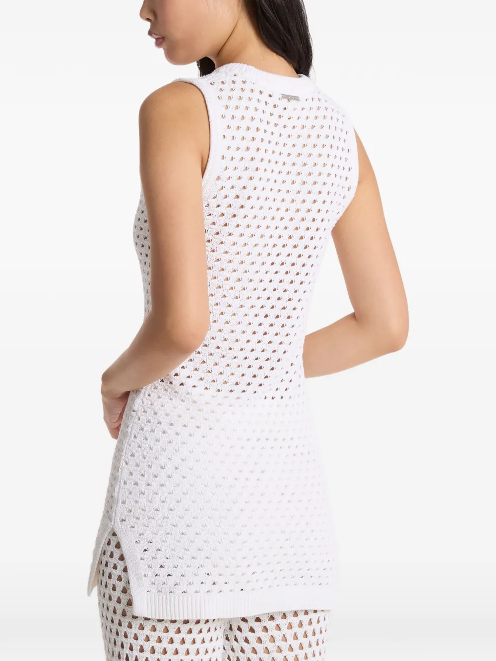 Michael Kors Opengebreide stretch-katoenen tankjurk Wit