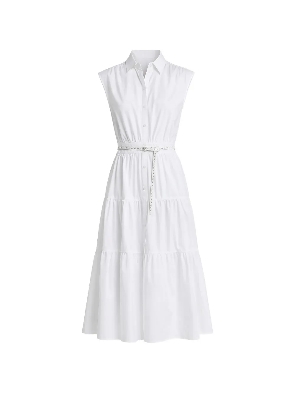 Michael Kors belted cotton midi dress - Weiß
