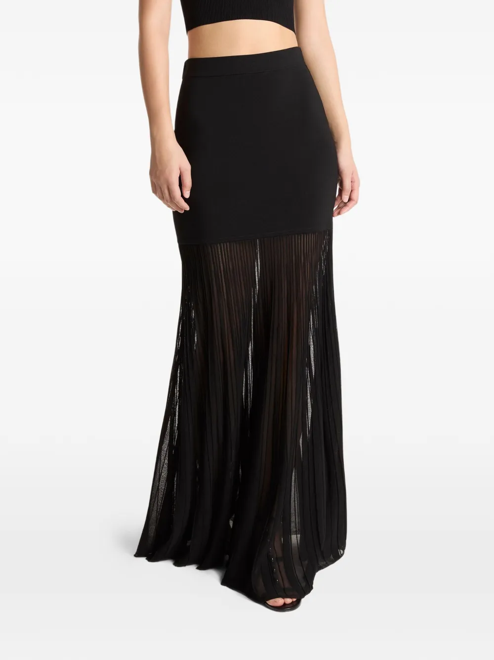 Michael Kors pleated ribbed skirt - Nero