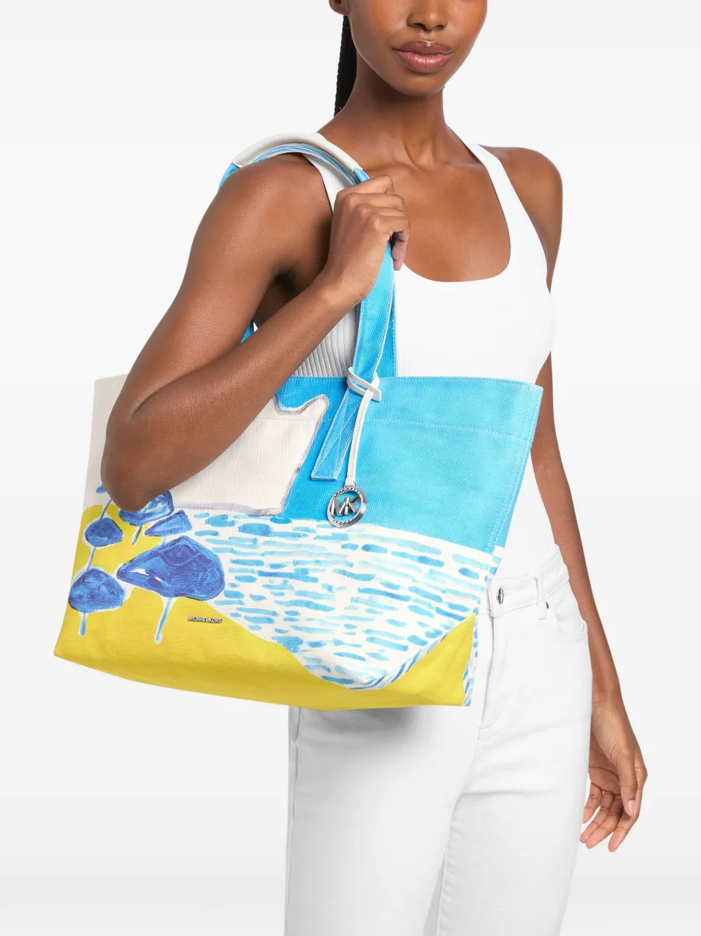 Michael Kors Shopper met strandprint Blauw