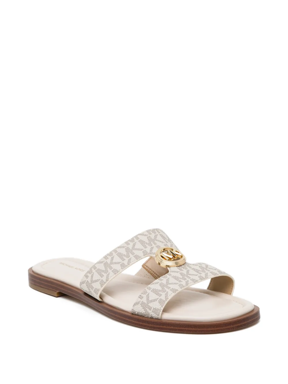 Michael Kors all-over logo buckle sandals Beige