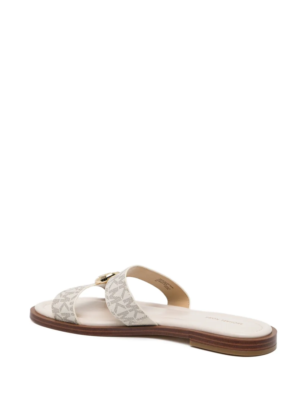 Michael Kors all-over logo buckle sandals Beige