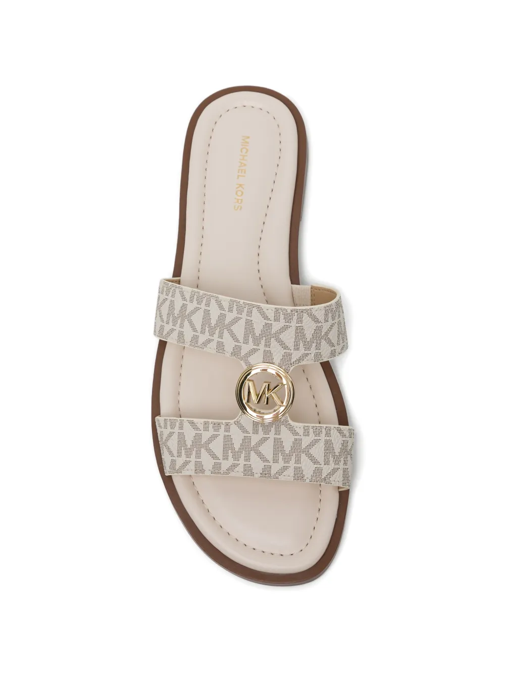 Michael Kors all-over logo buckle sandals Beige