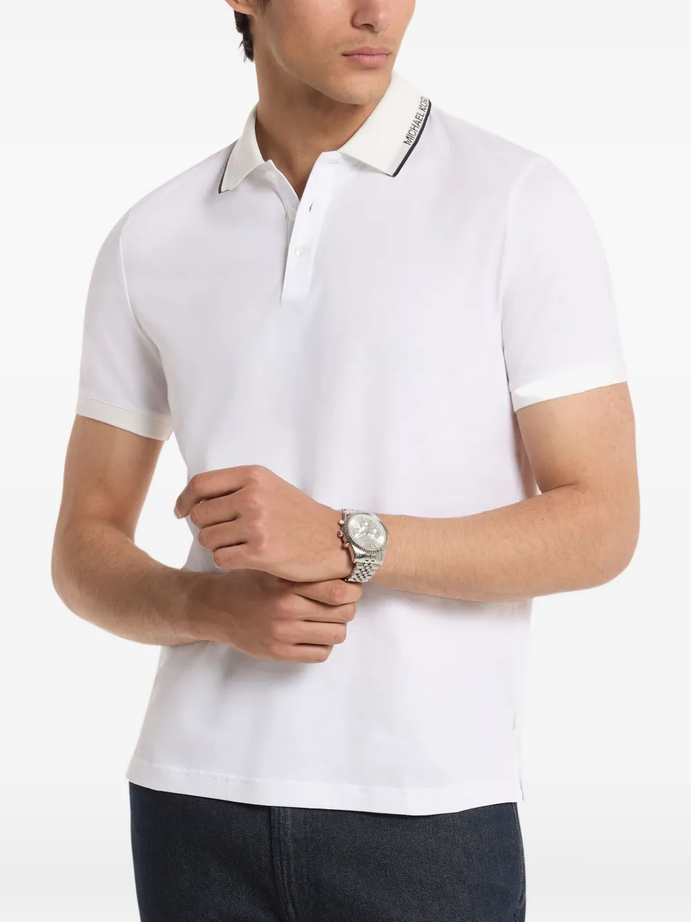 Michael Kors logo-trim polo shirt - Bianco