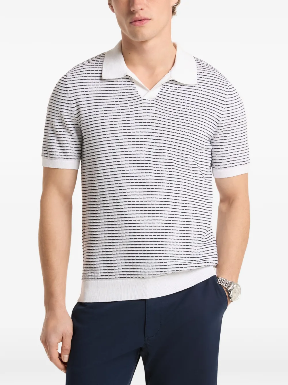 Michael Kors stripe-pattern polo shirt - Bianco