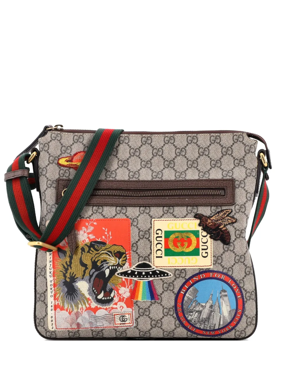 Gucci Pre-Owned Courrier Zip Messenger GG Coated Canvas with Applique Medium crossbody bag - Marrone