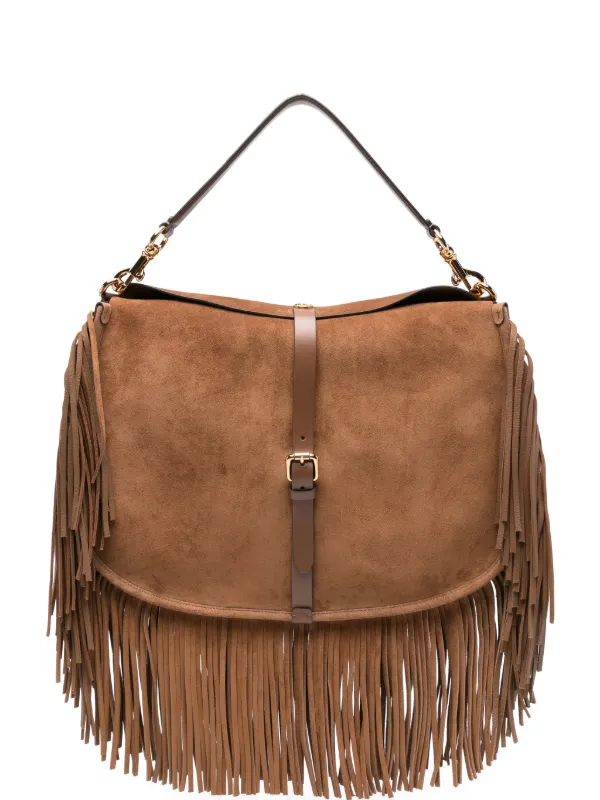 Etro Fringe-detail Shoulder Bag in Brown