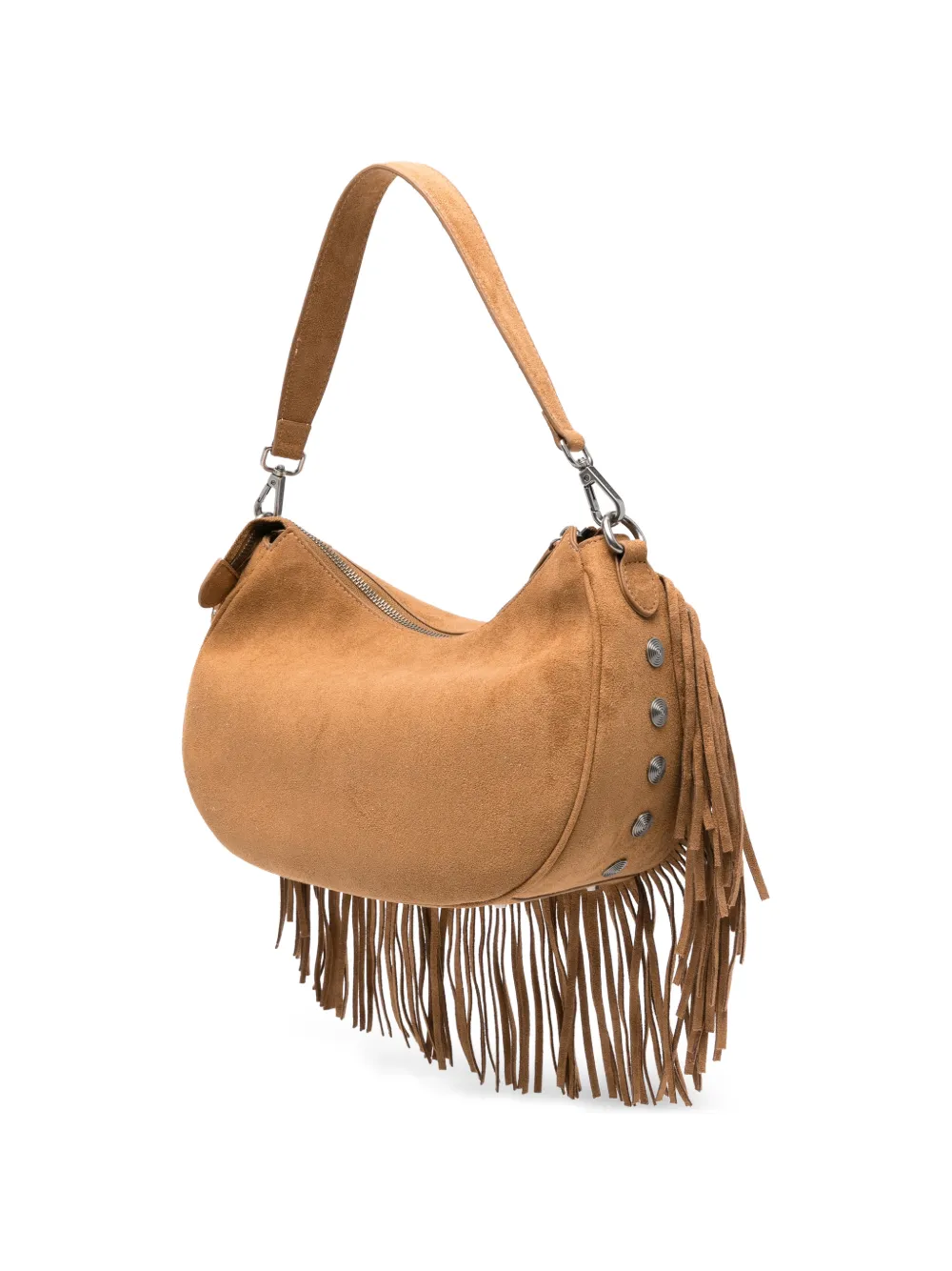  La Carrie Aztec Fringe Studded Suede Shoulder Bag - Neutrals 