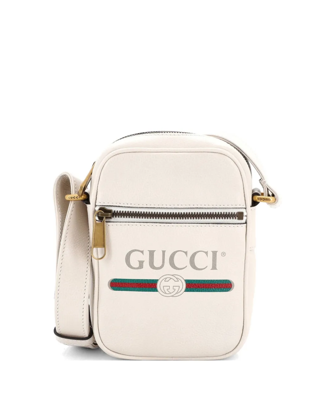 Gucci Pre-Owned Logo Zip Messenger Bag Printed Leather Mini crossbody bag - Toni neutri