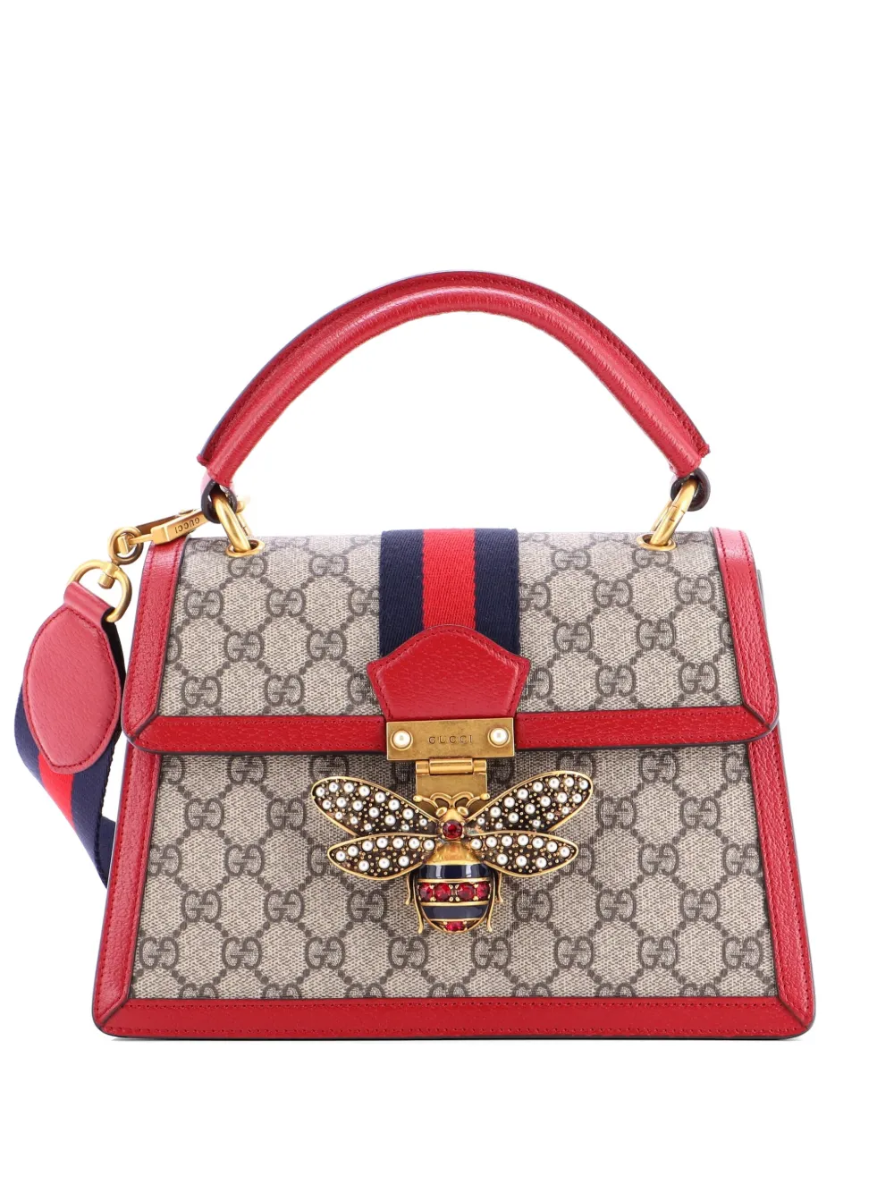 Gucci Pre-Owned Queen Margaret Top Handle Bag GG Coated Canvas with Leather Small satchel - Marrone