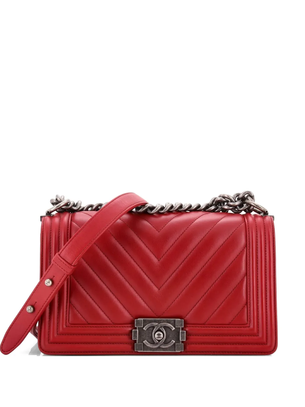 CHANEL Pre-Owned Boy Flap Bag Chevron Calfskin Old Medium shoulder bag - Rosso