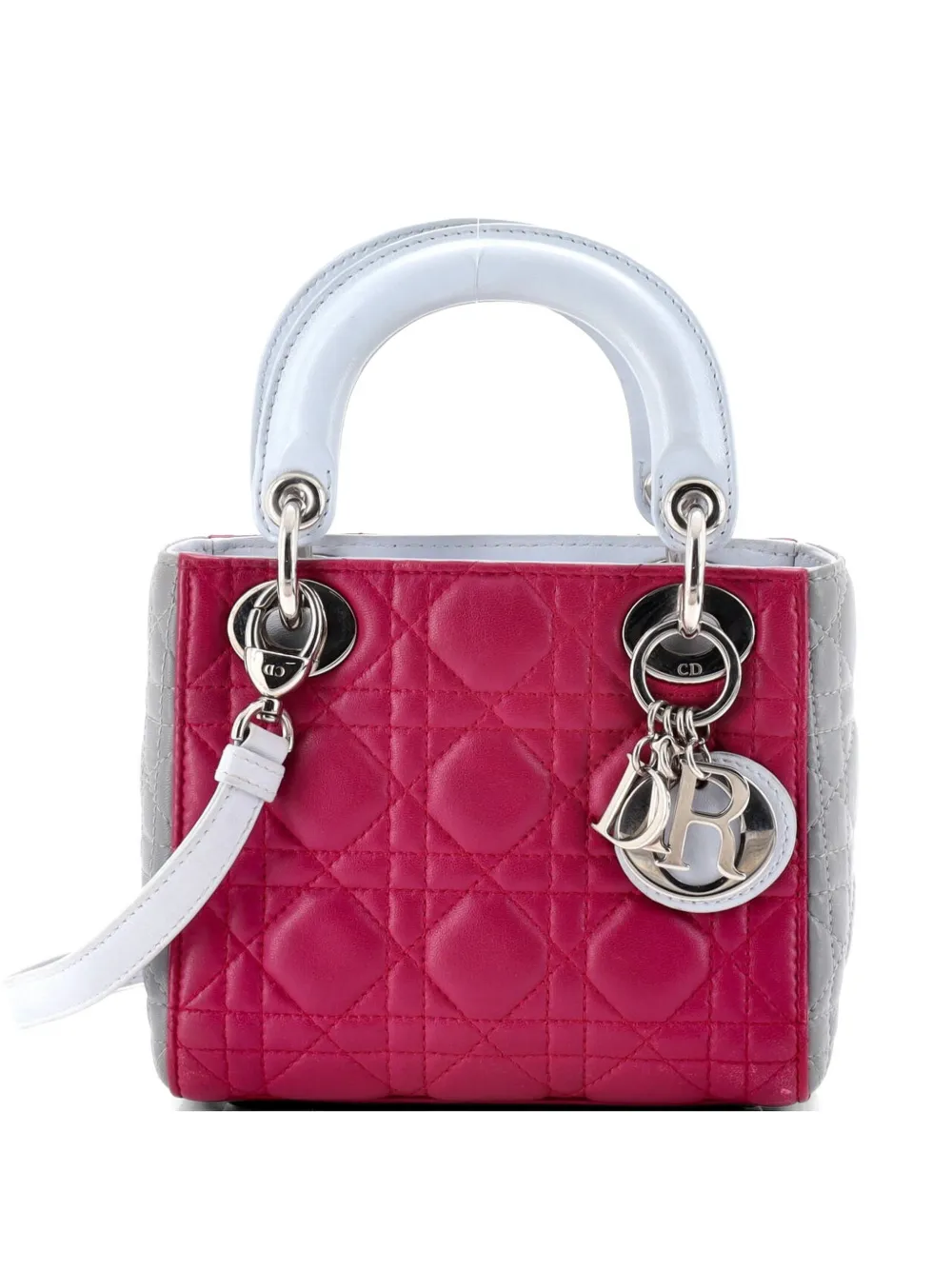 Christian Dior Pre-Owned Tricolor Lady Dior Bag Cannage Quilt Leather Mini satchel - Viola