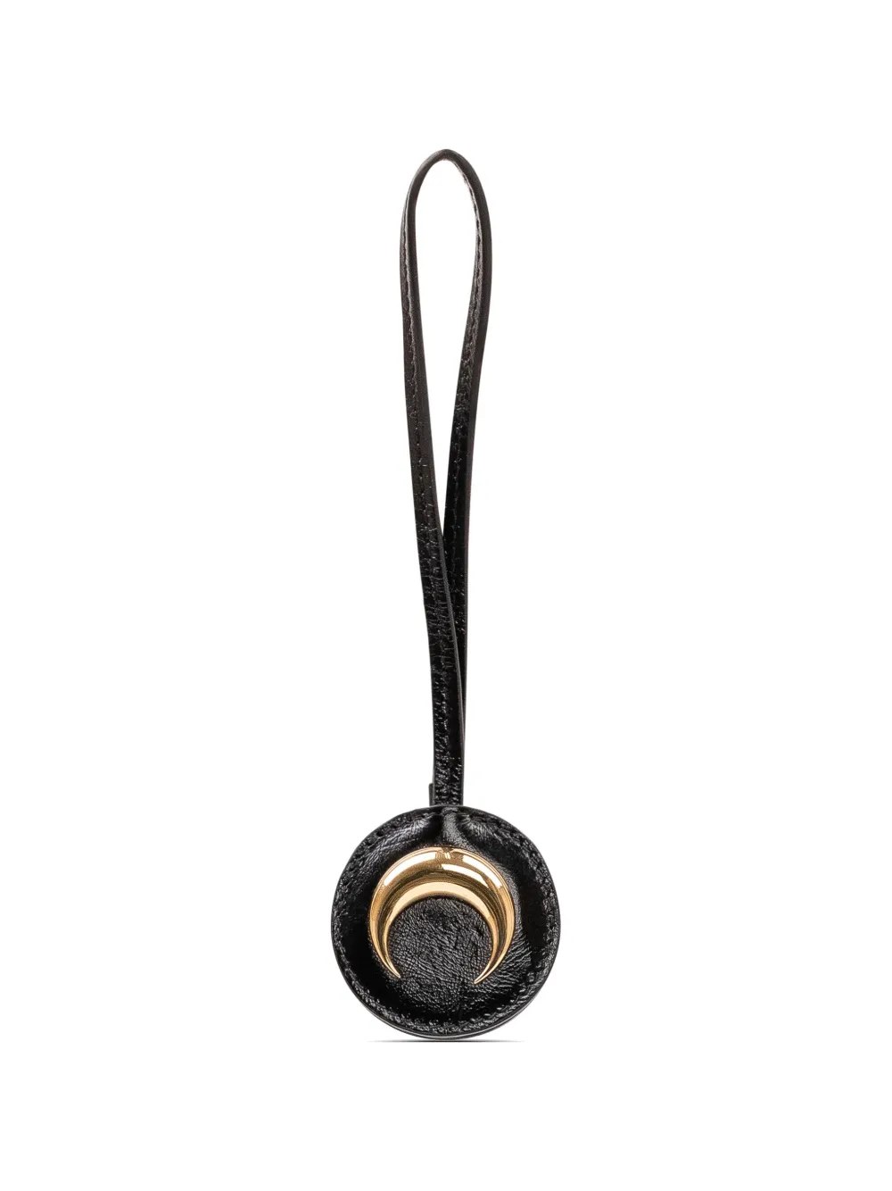 Marine Serre Moon-plaque leather keychain - Nero