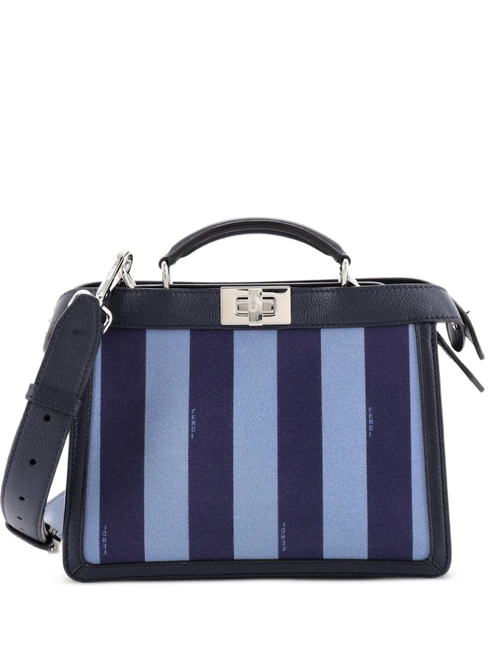 Fendi Pre-Owned Peekaboo ISeeU Briefcase Pequin Canvas with Leather Mini business bag - Blu