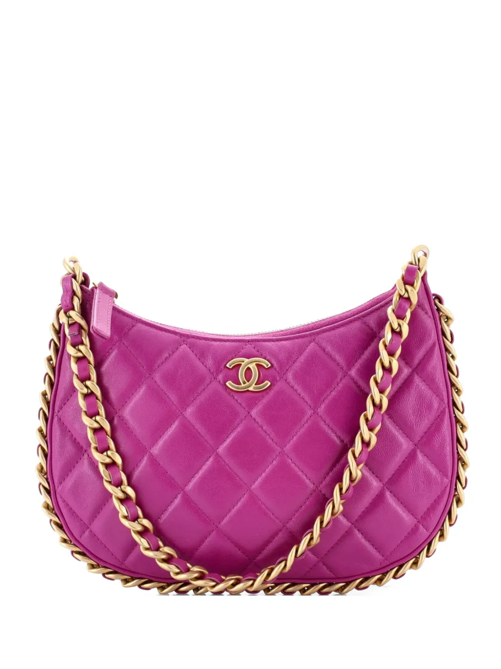 CHANEL Pre-Owned CC Chain Around Quilted Lambskin hobo bag - Viola