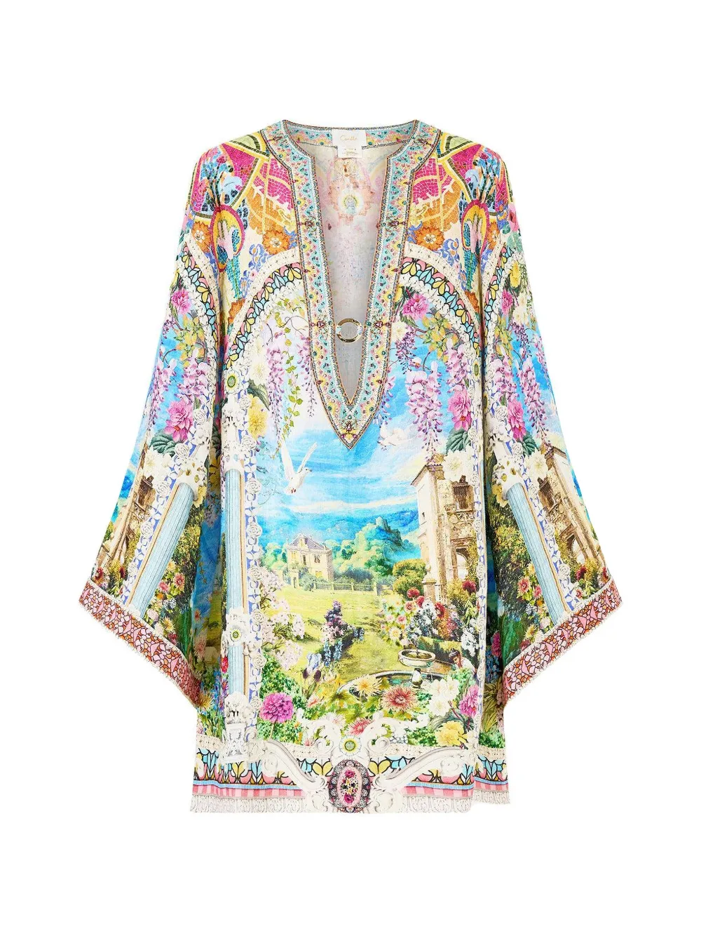 Camilla deep V-neck mini dress - Toni neutri