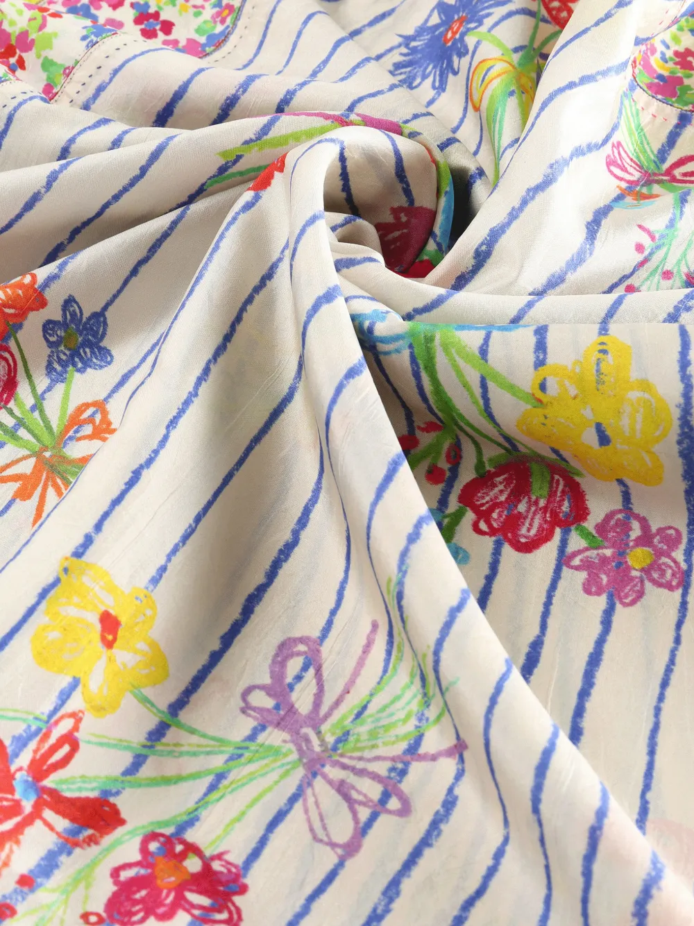  Pero Stripe Floral Scarf - White 