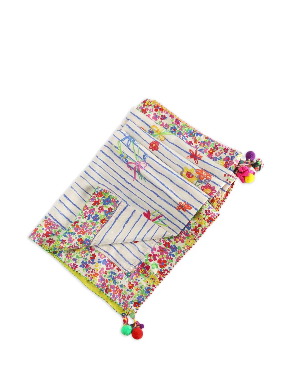  Pero Stripe Floral Scarf - White 