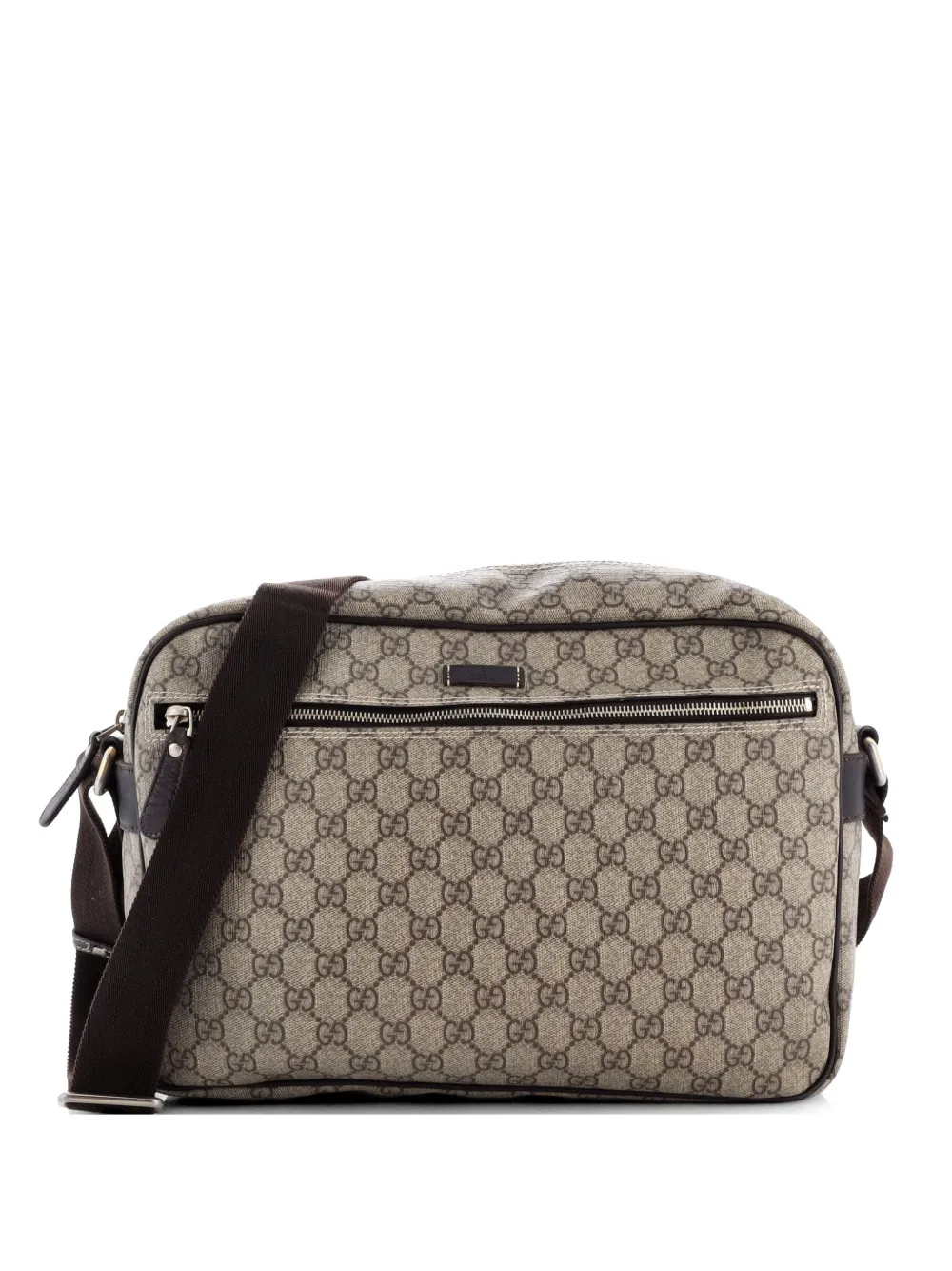 Gucci Pre-Owned Front Zip Camera Bag GG Coated Canvas Large crossbody bag - Marrone