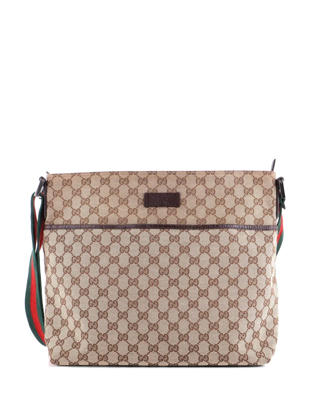 Gucci Pre-Owned Front Pocket Web Messenger GG Canvas Medium crossbody bag - Marrone
