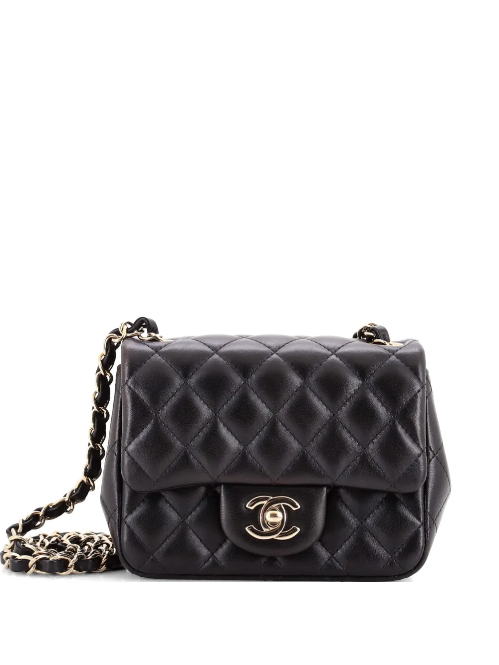 CHANEL Pre-Owned Square Classic Single Flap Bag Quilted Lambskin Mini crossbody bag - Nero