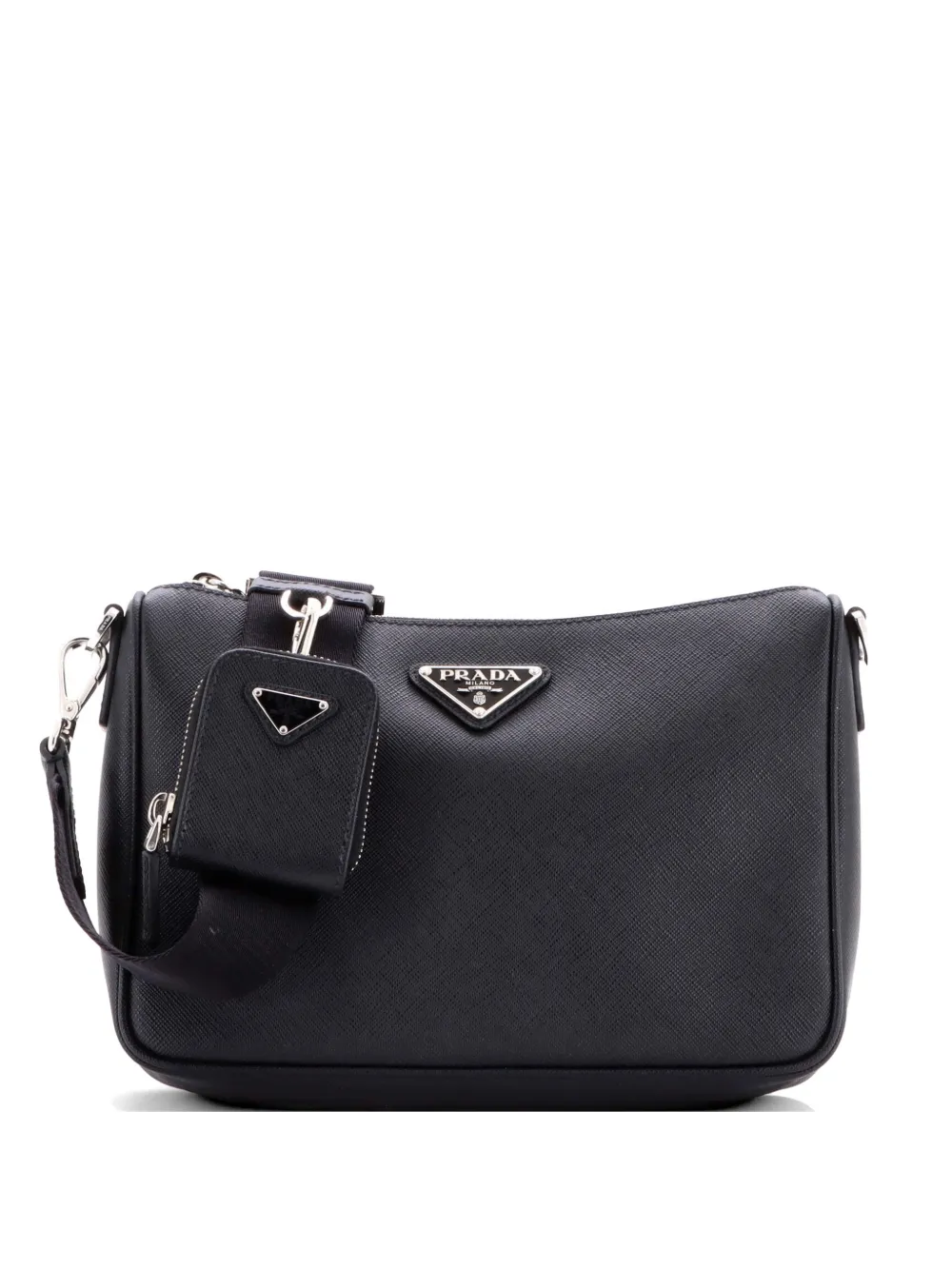 Prada Pre-Owned Re-Edition Zip Messenger Bag Saffiano Leather Small crossbody bag - Nero