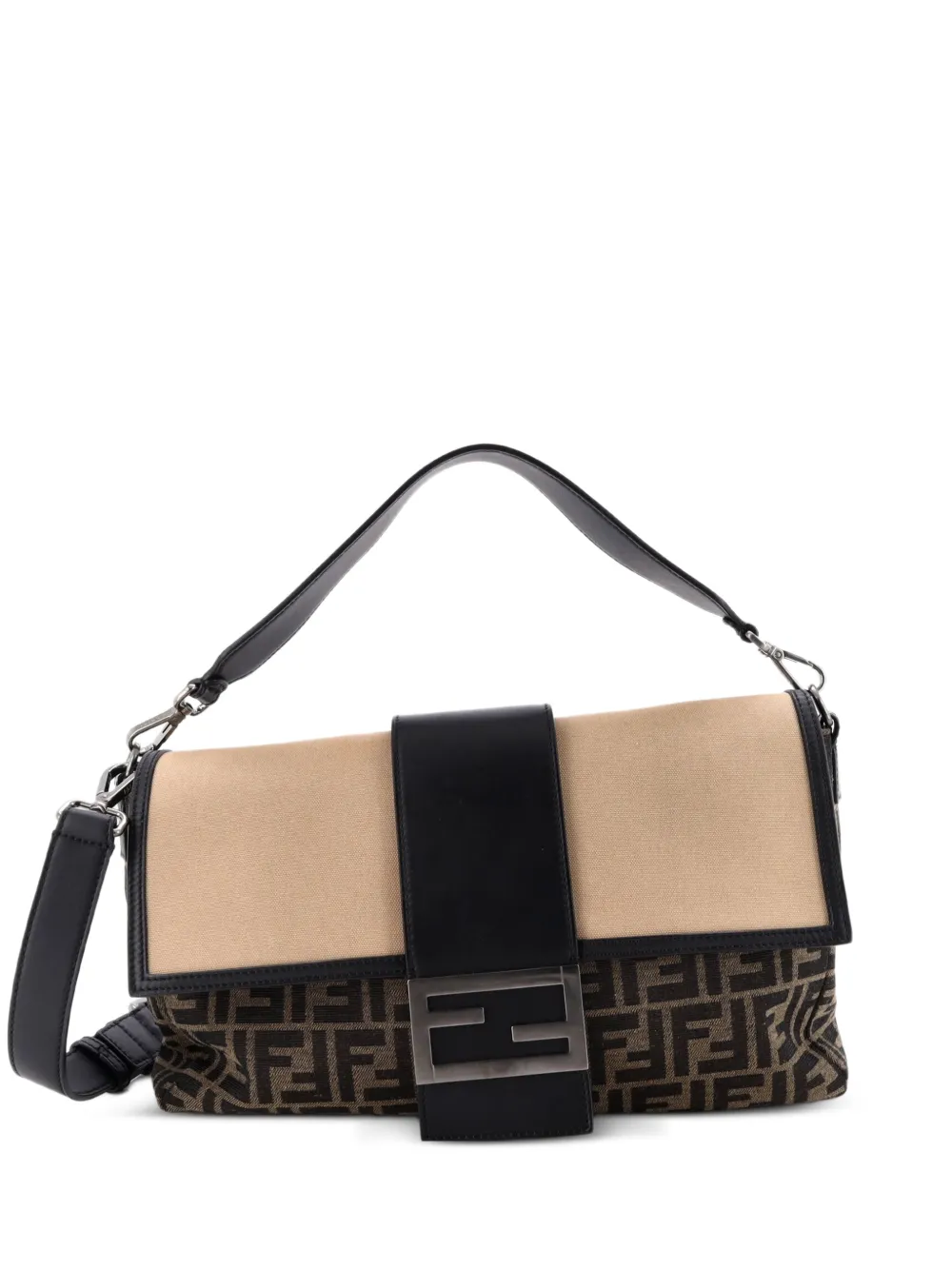 Fendi Pre-Owned Baguette NM Bag Zucca Canvas with Leather Large shoulder bag - Toni neutri