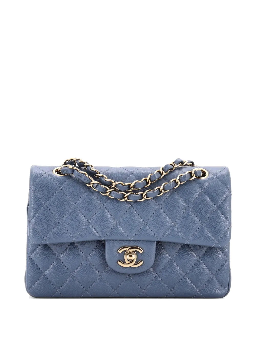 CHANEL Pre-Owned Classic Double Flap Bag Quilted Caviar Small shoulder bag - Blu
