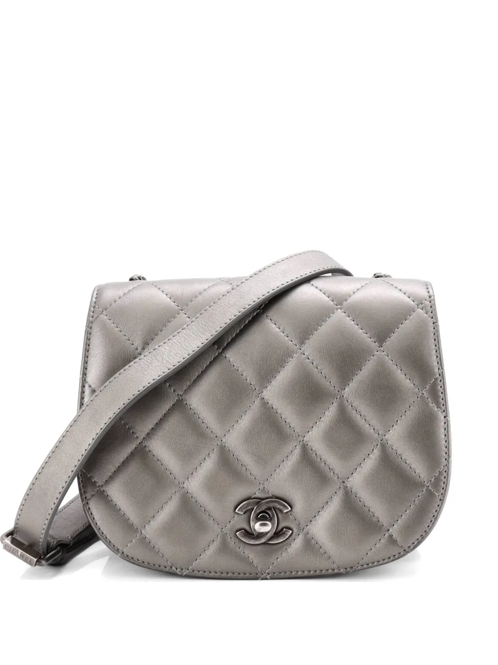 CHANEL Pre-Owned CC Saddle Messenger Quilted Calfskin Mini crossbody bag - Argento