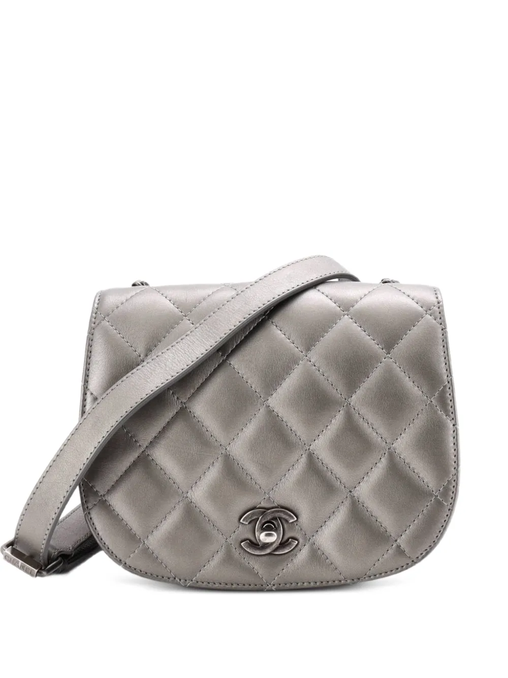 CHANEL Pre-Owned CC Saddle Messenger Quilted Calfskin Mini crossbody bag - Argento
