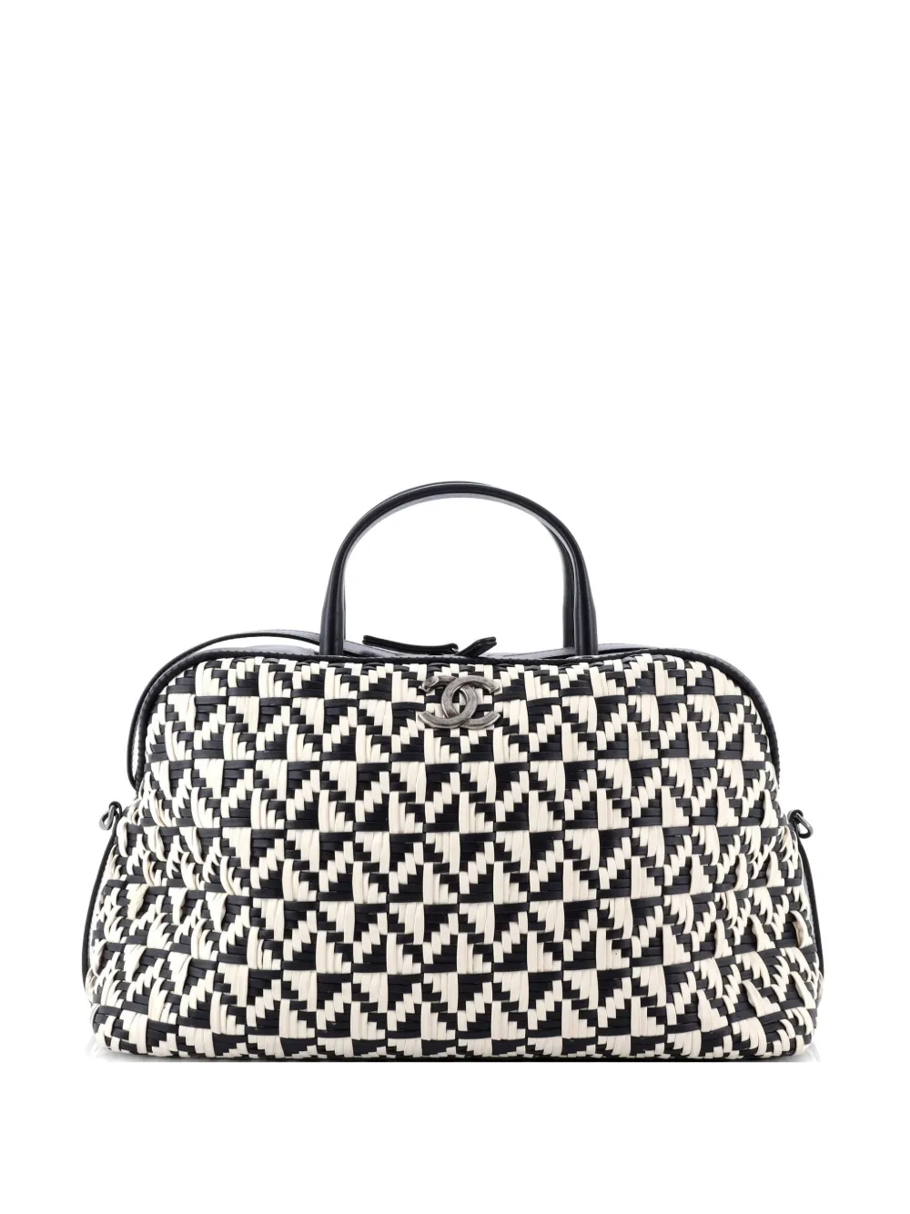 CHANEL Pre-Owned Convertible Chain Bowler Bag Woven Calfskin Large handbag - Nero