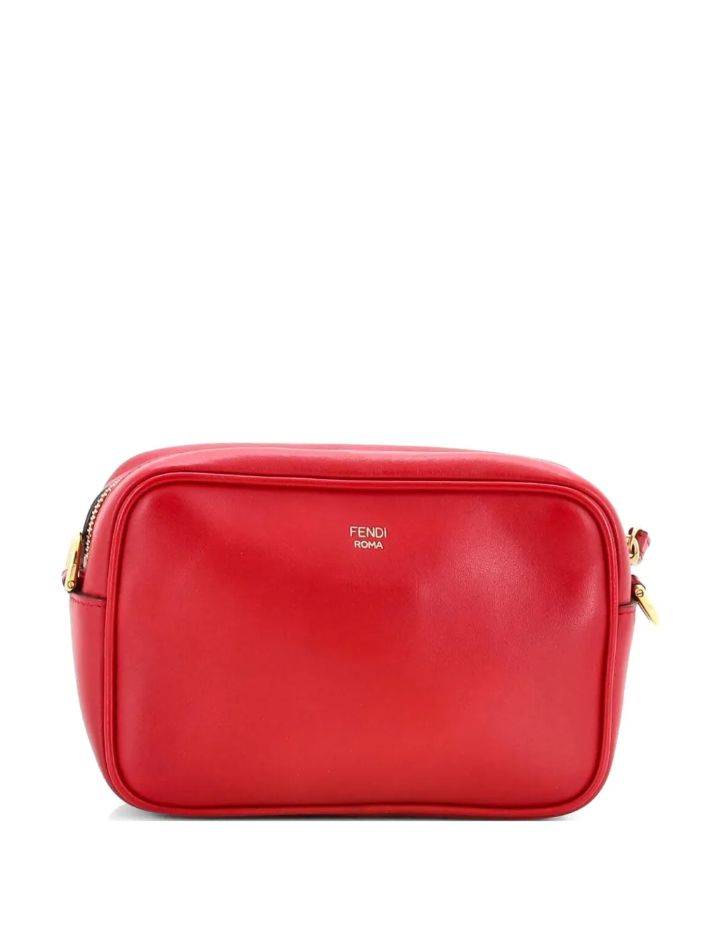 Pre-owned Fendi Camera Bag Zucca Embossed Leather Small Crossbody Bag In Red