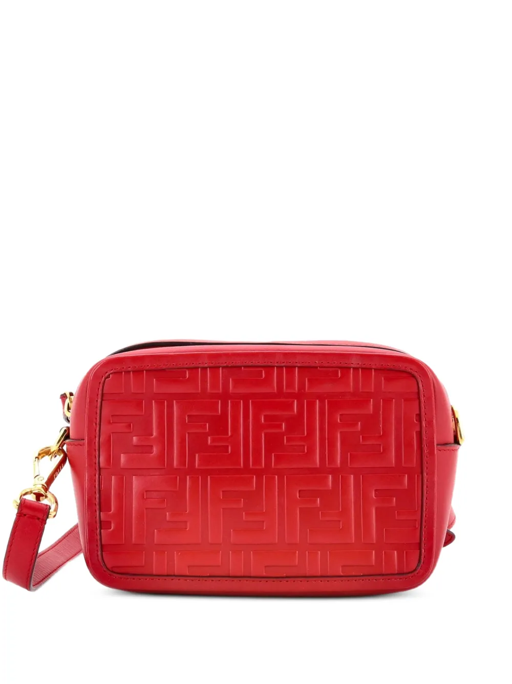 Fendi Pre-Owned Camera Bag Zucca Embossed Leather Small crossbody bag - Rosso