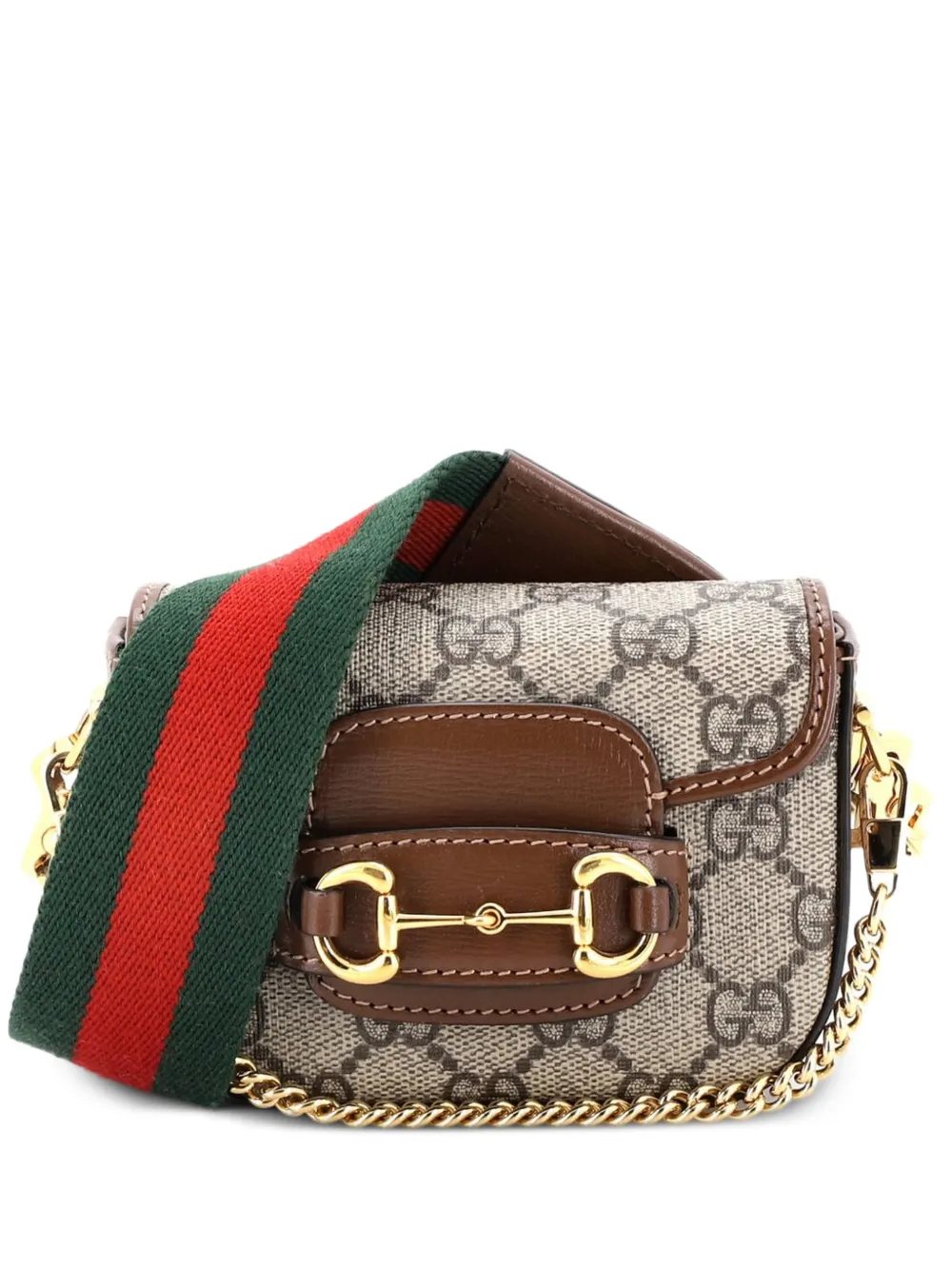 Gucci Pre-Owned Horsebit 1955 Flap Wallet with Strap GG Coated Canvas crossbody bag - Marrone